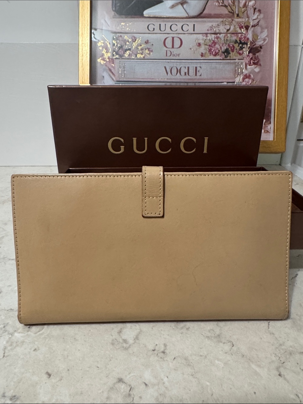 Gucci Jackie Beige Leather long Wallet with Silver-Tone piston lock in box - Picture 5 of 12